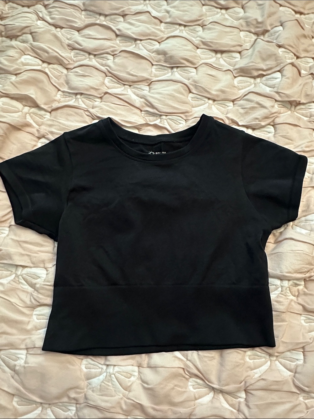 Essential Black Cropped Crewneck Tee - Picture 1 of 7